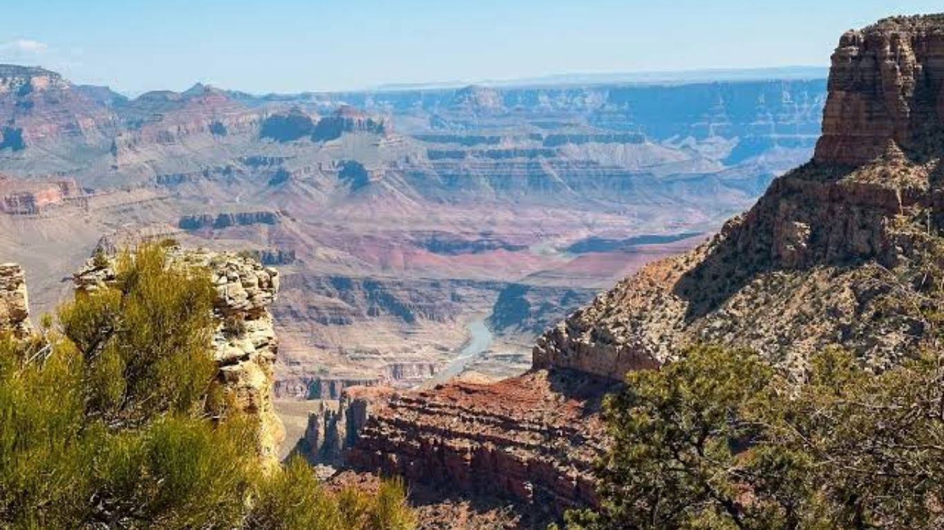 Scenic view along Desert View Drive toward the Grand Canyon East Rim