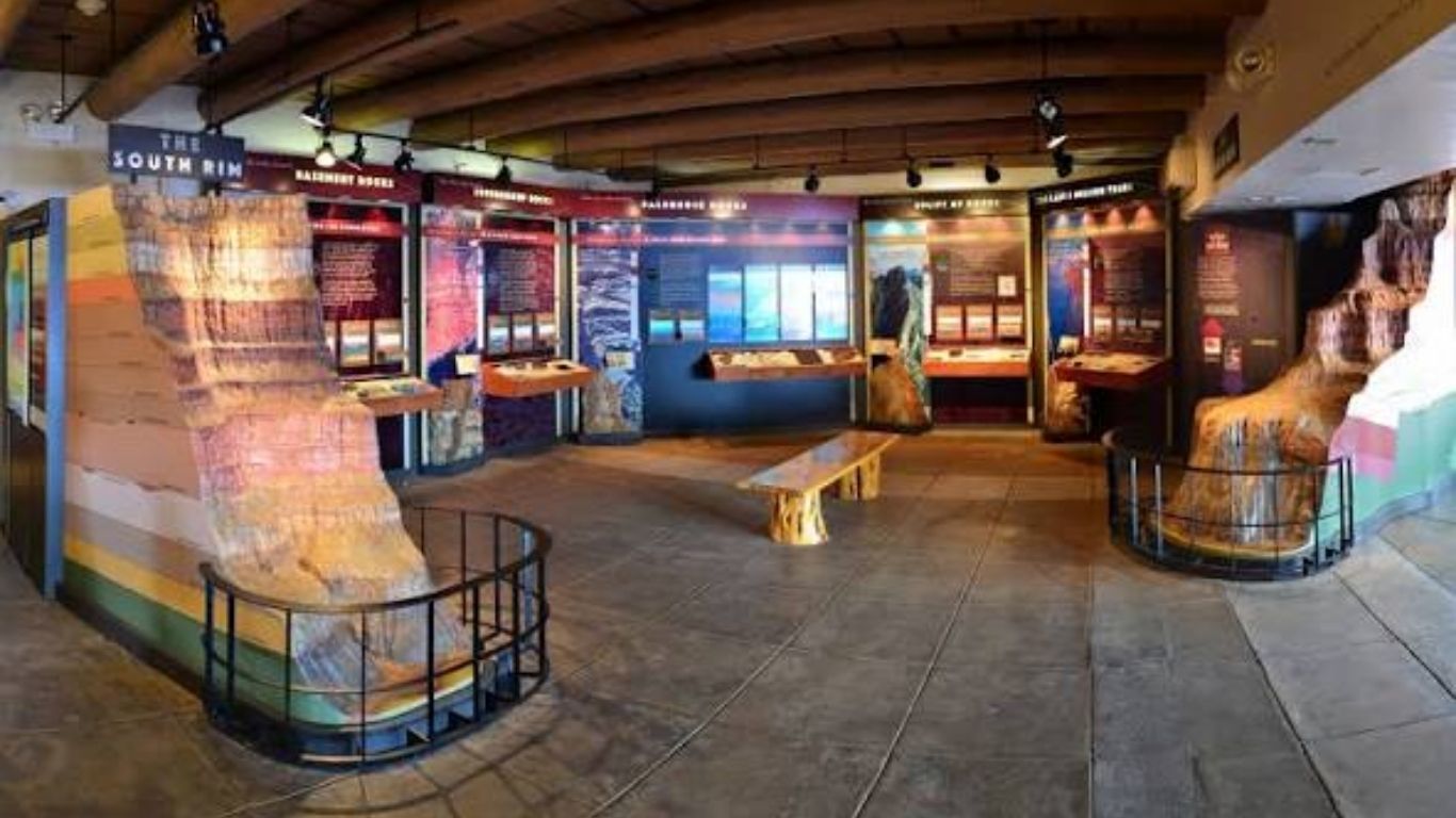Yavapai Geology Museum interior at Grand Canyon South Rim in Arizona